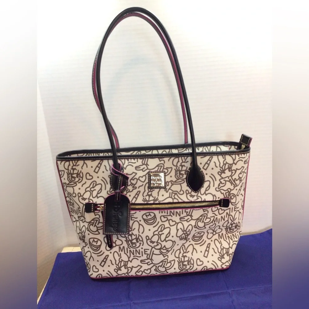 Dooney & Bourke 2022 Disney Minnie Mouse black and white line art tote bag - Picture 2 of 14